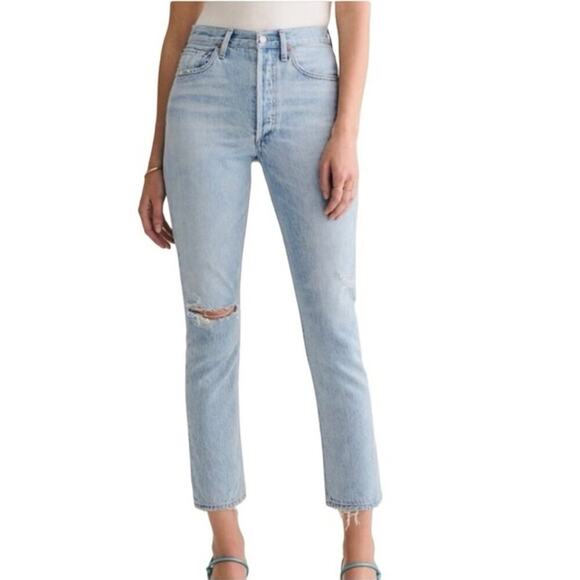 Agolde Women’s Riley High Rise Distressed Crop Jeans Size 26 - Picture 1 of 9